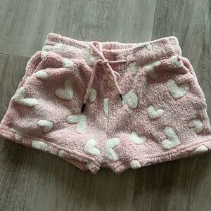 Pink Heart Fleece Shorts